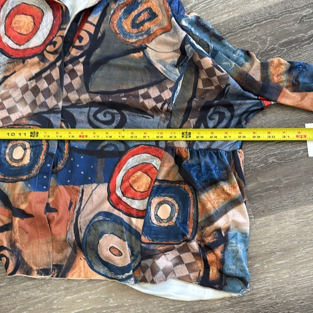 Abstract Pattern Button-Front Tunic Top - Multicolor - Picture 12 of 12